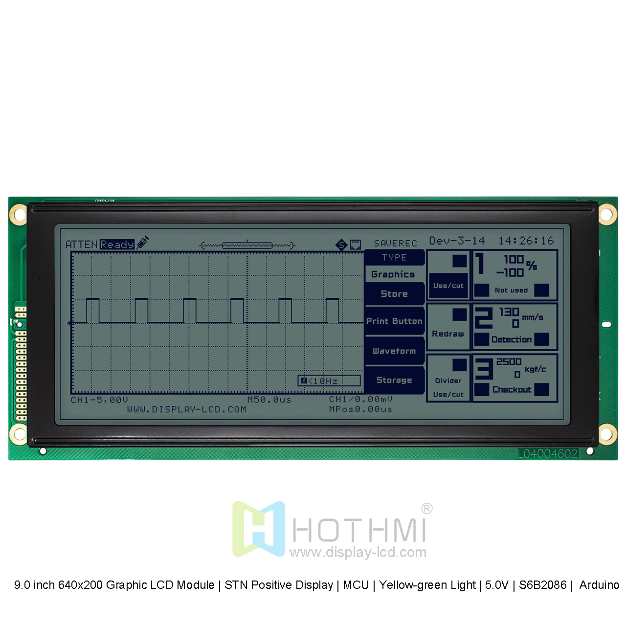 9.0 inch 640x200 Graphic LCD Module | STN Positive Display | MCU | Yellow-green Light | 5.0V | S6B2086 |  Arduino