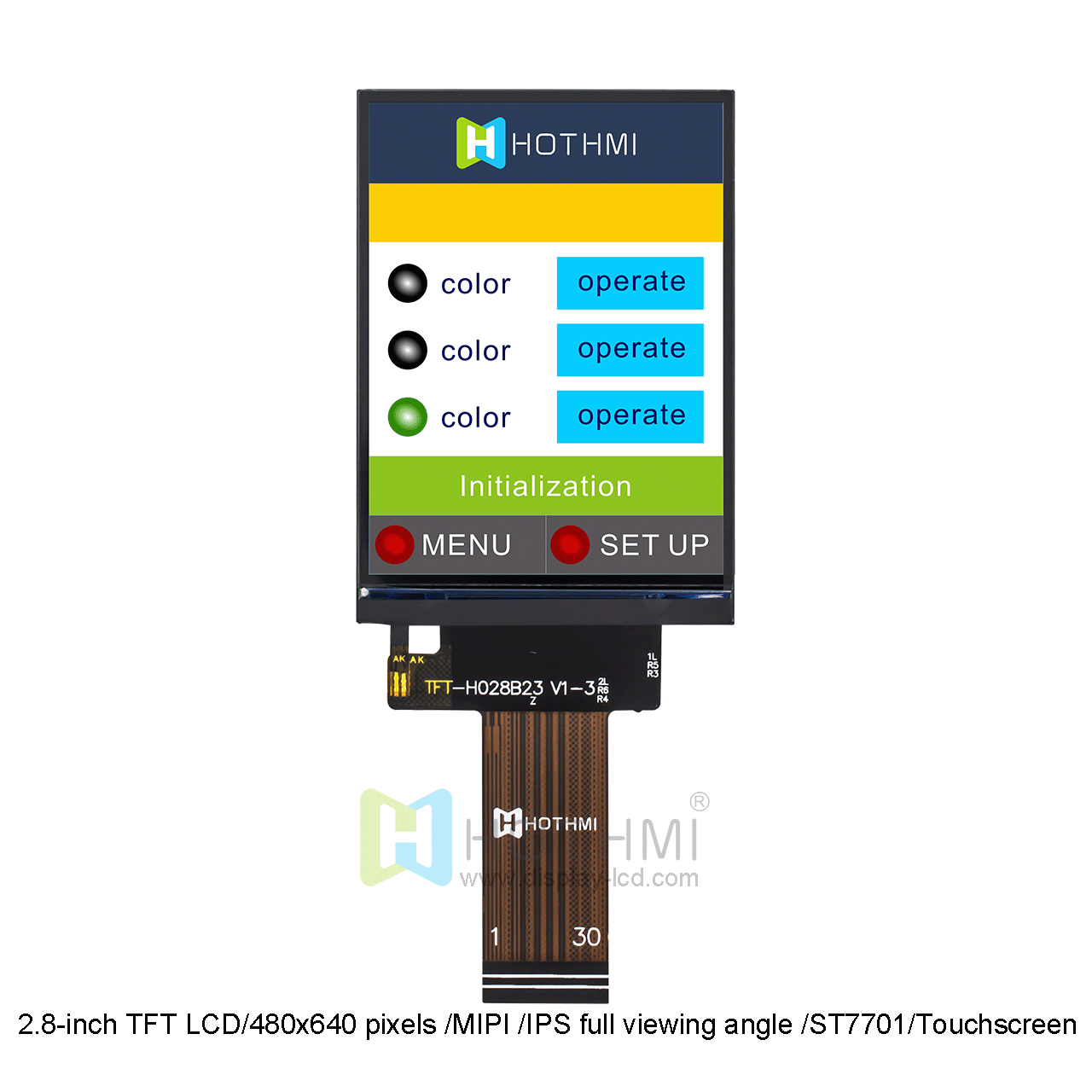 2.8寸 TFT 液晶显示屏 /480x640像素/MIPI /IPS全视角/ST7701 /可带触摸