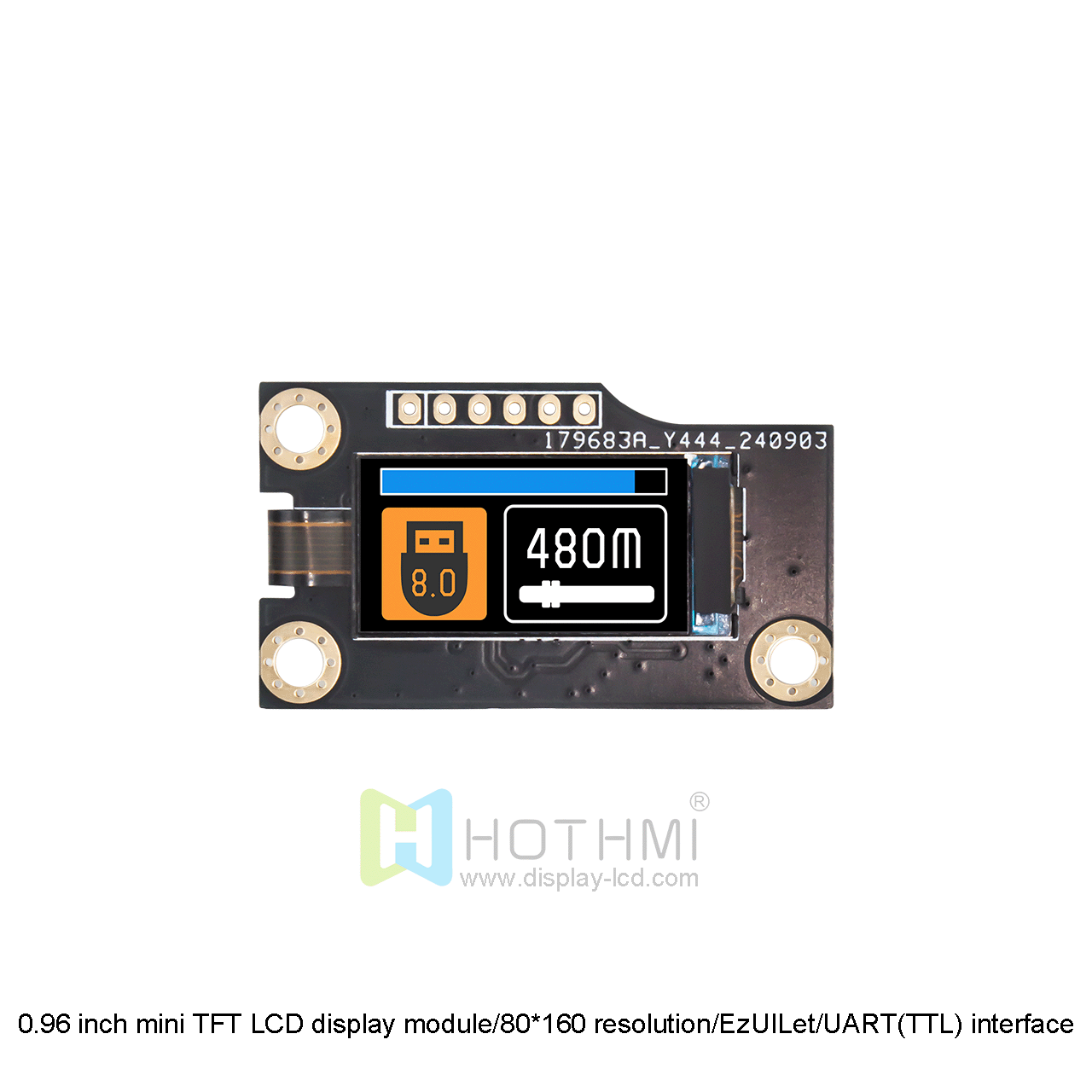 0.96 inch mini TFT LCD display module/80*160 resolution/EzUILet/UART(TTL) interface