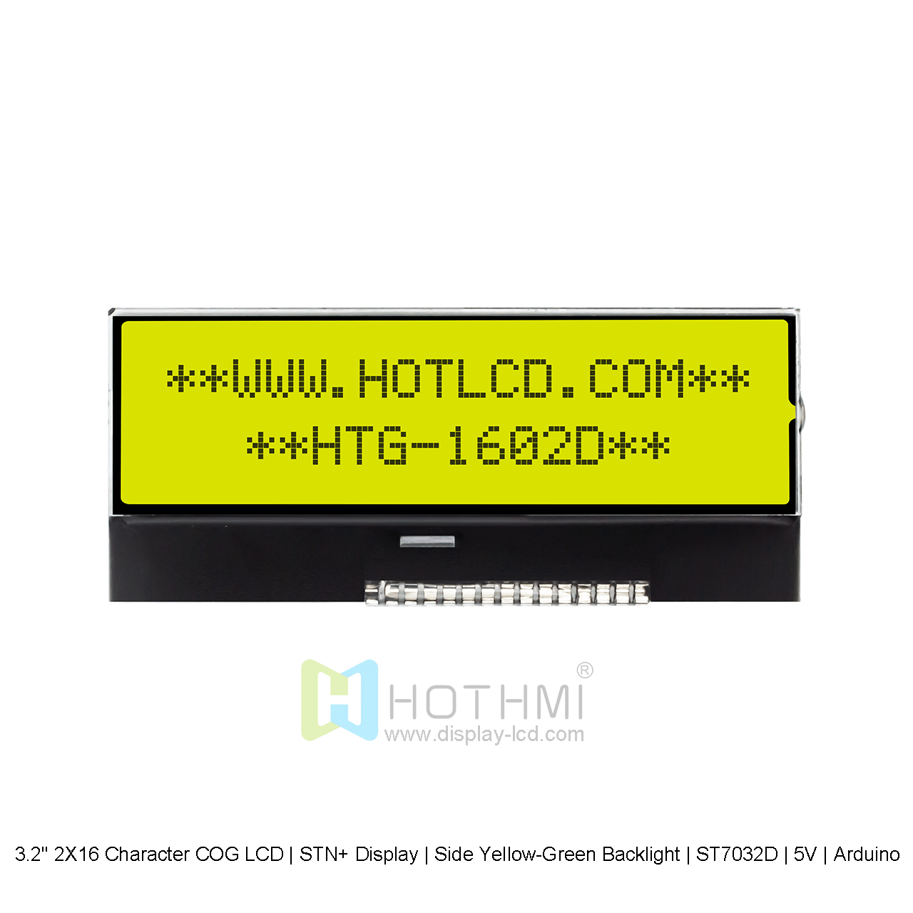 3.2" 2X16 Character COG LCD | STN+ Display | Side Yellow-Green Backlight | ST7032D | 5V | Arduino