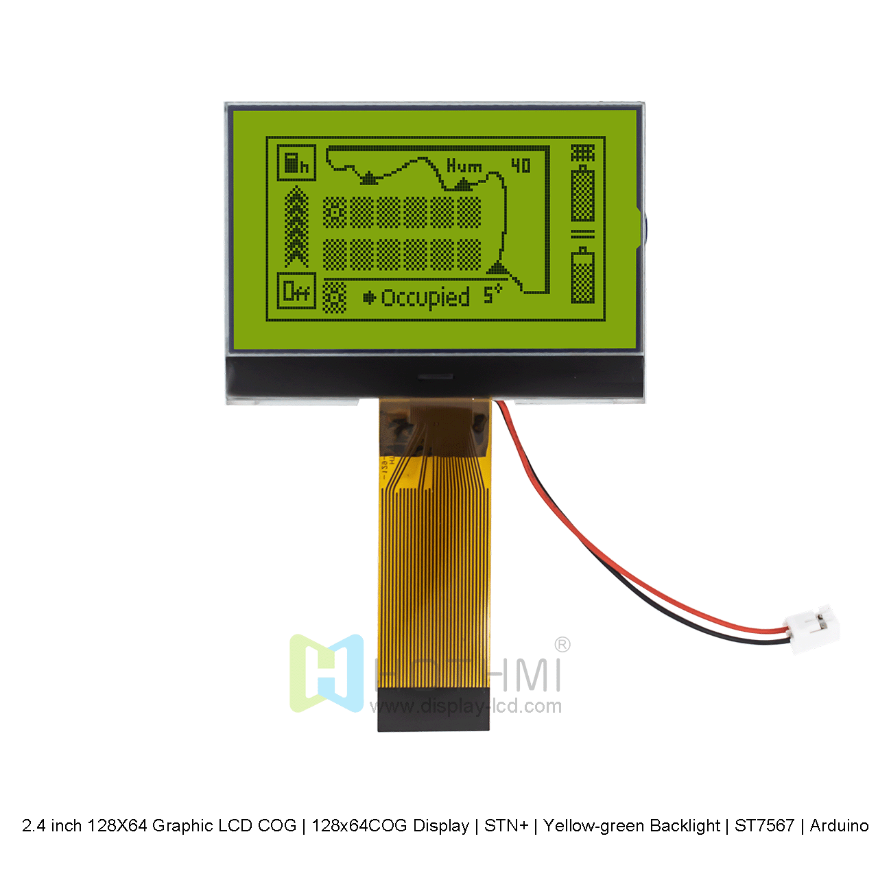 2.4 inch 128X64 Graphic LCD COG | 128x64COG Display | STN+ | Yellow-green Backlight | ST7567 | Arduino