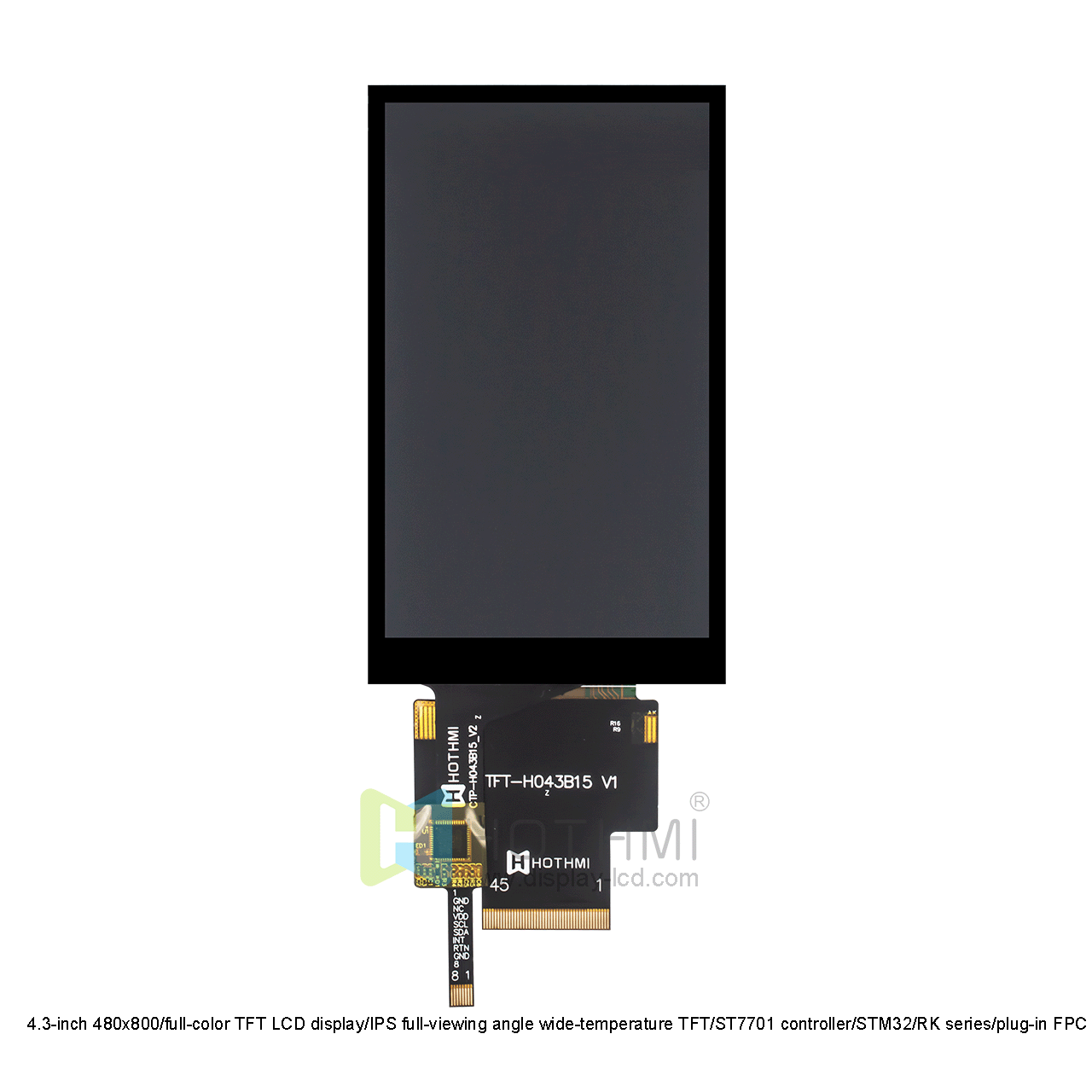 4.3-inch color capacitive touch TFT LCD display / 480x800 capacitive touch screen / ST7701S controller / IPS full-view TFT / FPC plug-in/Arduino