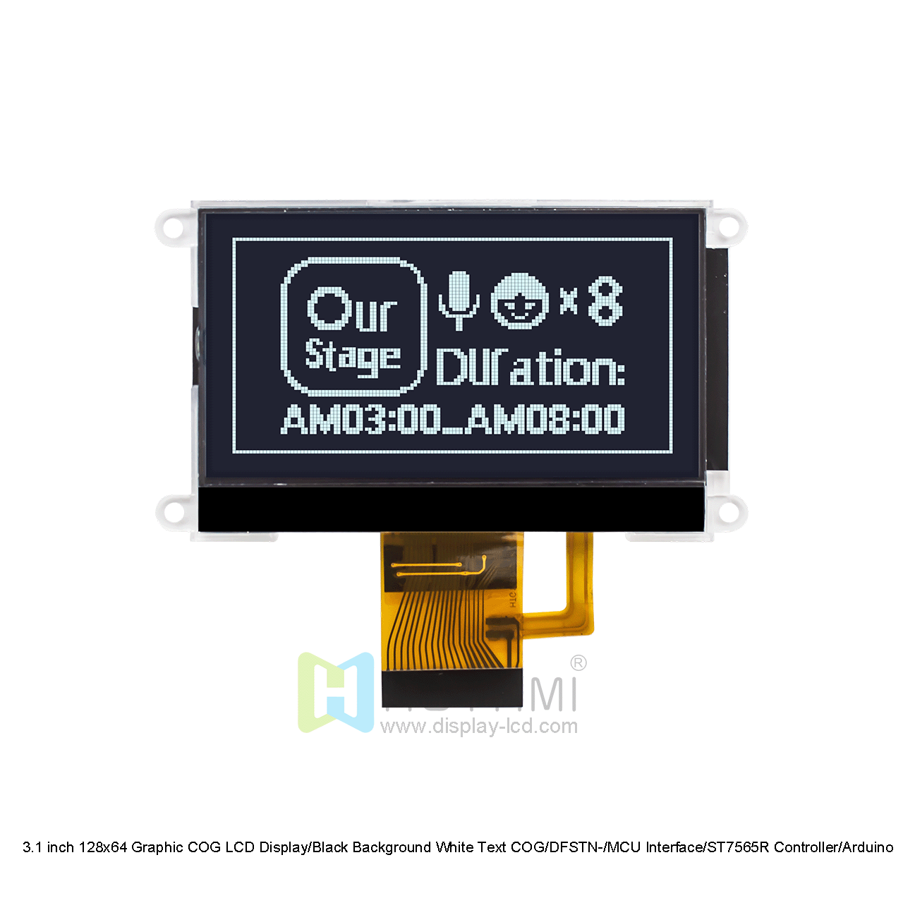 3.1 inch 128x64 Graphic COG LCD Display/Black Background White Text COG/DFSTN-/MCU Interface/ST7565R Controller/Arduino