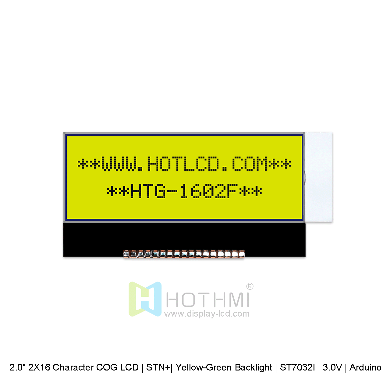 2.0" 2X16 Character COG LCD | STN+| Yellow-Green Backlight | ST7032I | 3.0V | Arduino