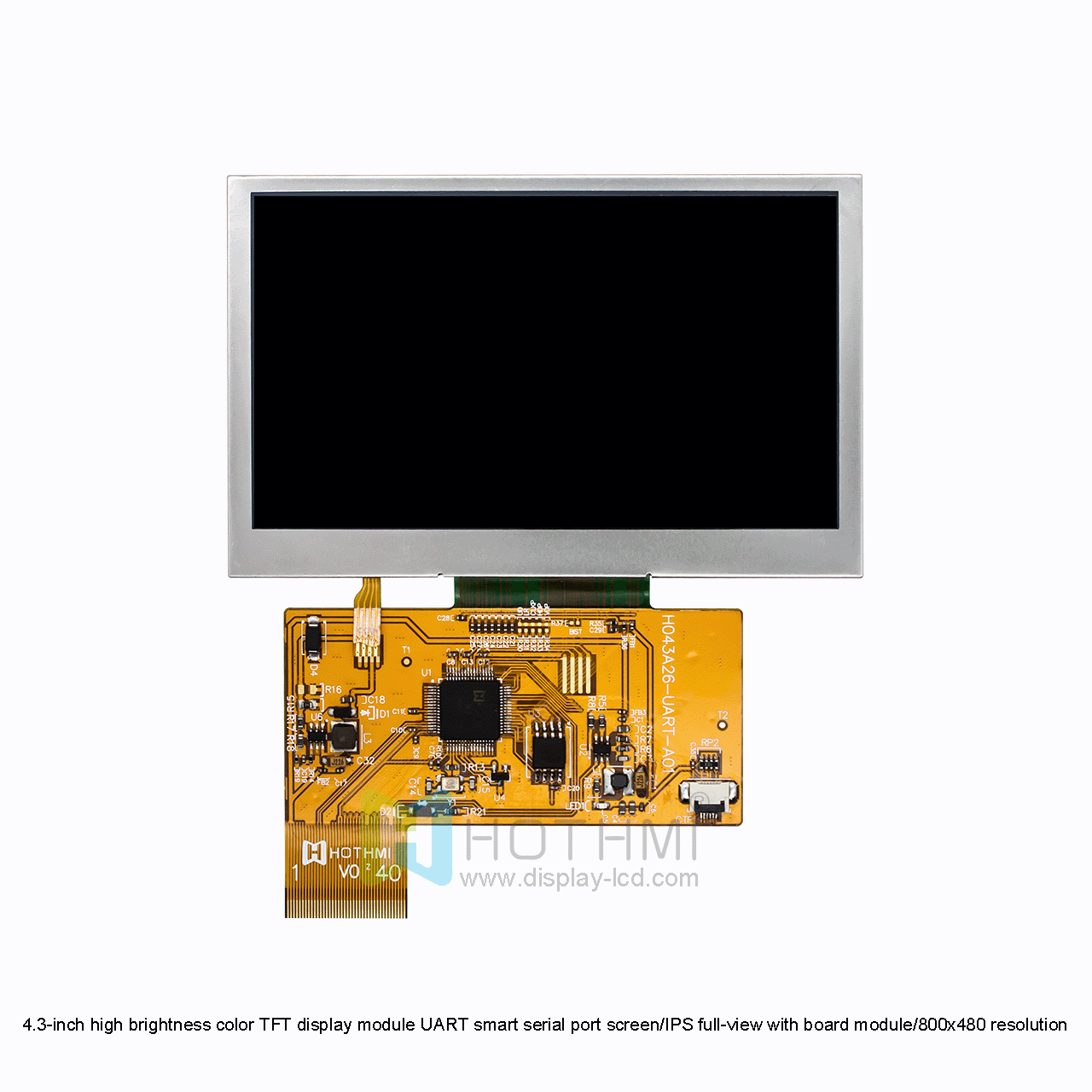 4.3-inch high brightness color TFT display module UART smart serial port screen/IPS full-view TFT with board module/800x480 resolution