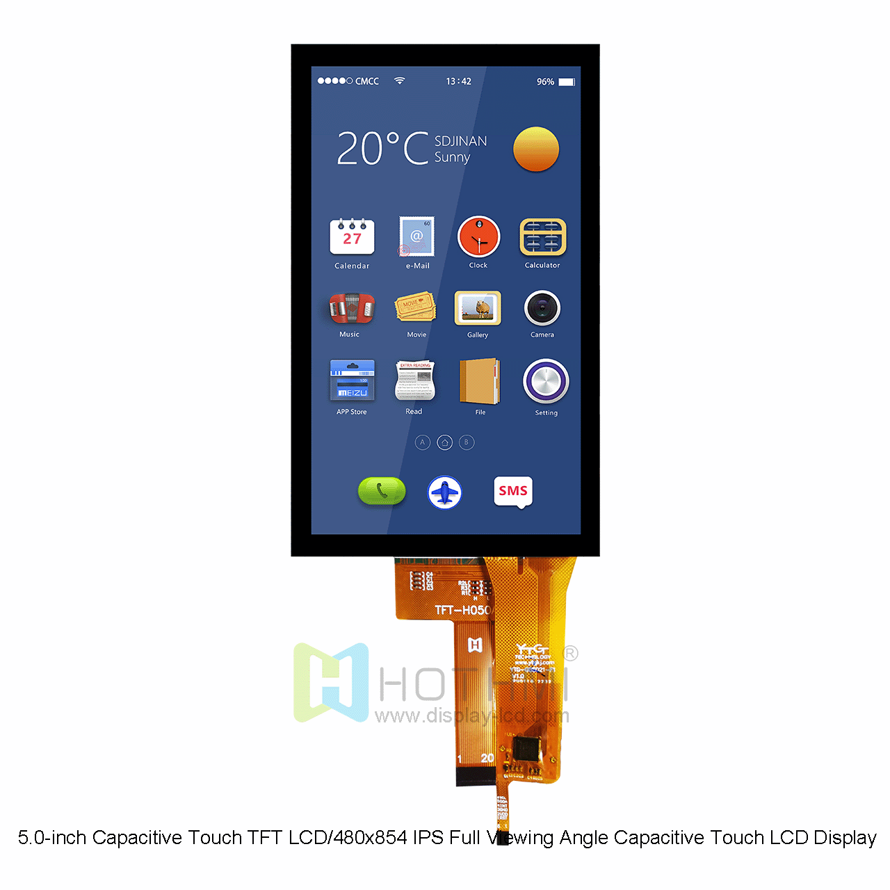 5.0-inch Capacitive Touch TFT LCD/480x854 IPS Full Viewing Angle Capacitive Touch LCD Display/MIPI Interface/ST7701S Controller/Android/RK Motherboard