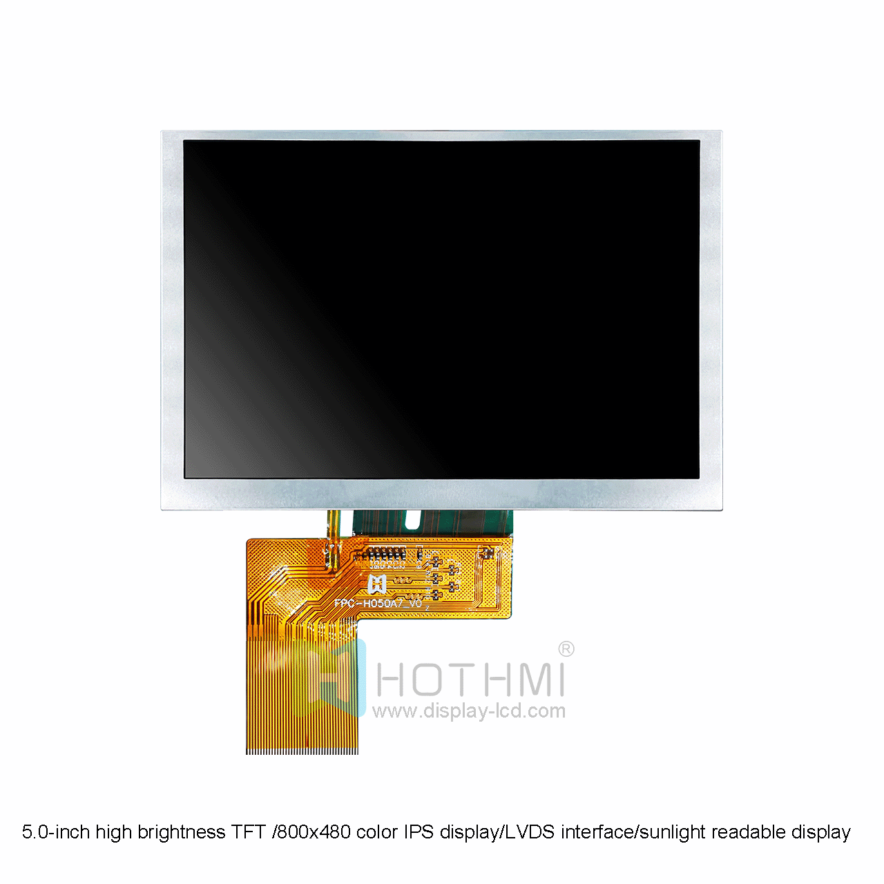 5.0-inch high brightness TFT LCD/800x480 color IPS full viewing angle display/LVDS interface/ST7262 controller/Linux/industrial control motherboard/RK/sunlight readable display