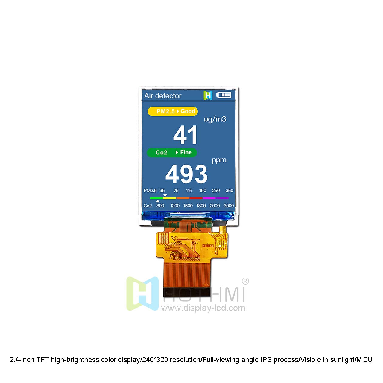 2.4-inch TFT high-brightness color display/240*320 resolution/Full-viewing angle IPS process/Visible in sunlight/MCU interface compatible with SPI/ST7789V/Arduino/C8051/STM32/Wide temperature display