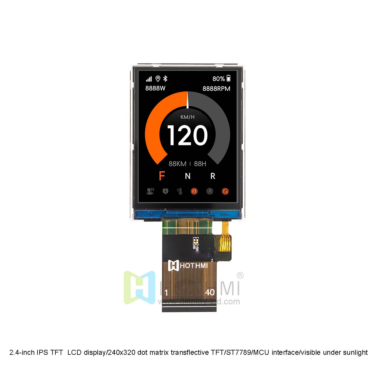 2.4-inch IPS TFT full-viewing LCD display/240x320 dot matrix transflective TFT/ST7789/MCU interface/visible under sunlight/3.3V/C8051/Arduino/STM32