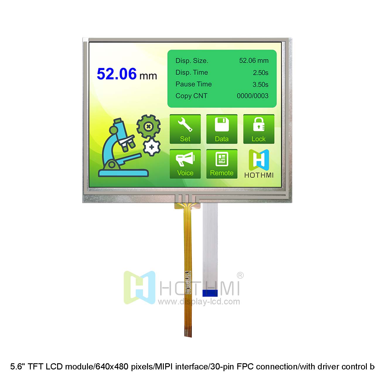 5.6" TFT LCD module/640x480 pixels/MIPI interface/30-pin FPC connection/with driver control board/optional capacitive/resistive touch screen/Android motherboard/RK motherboard series display