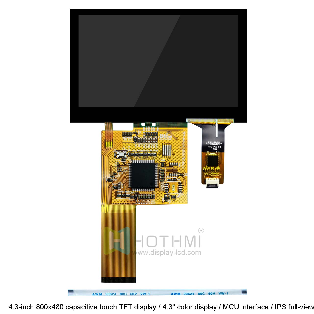 4.3-inch 800x480 capacitive touch TFT display / 4.3" color display / MCU interface / IPS full-viewing angle wide temperature TFT / C8051 / Arduino / STM32