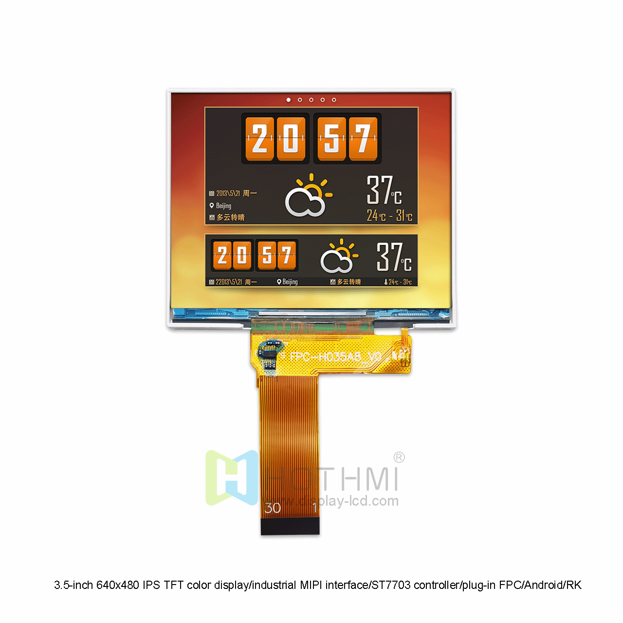 3.5-inch 640x480 IPS TFT color display/industrial MIPI interface/ST7703 controller/plug-in FPC/Android/RK