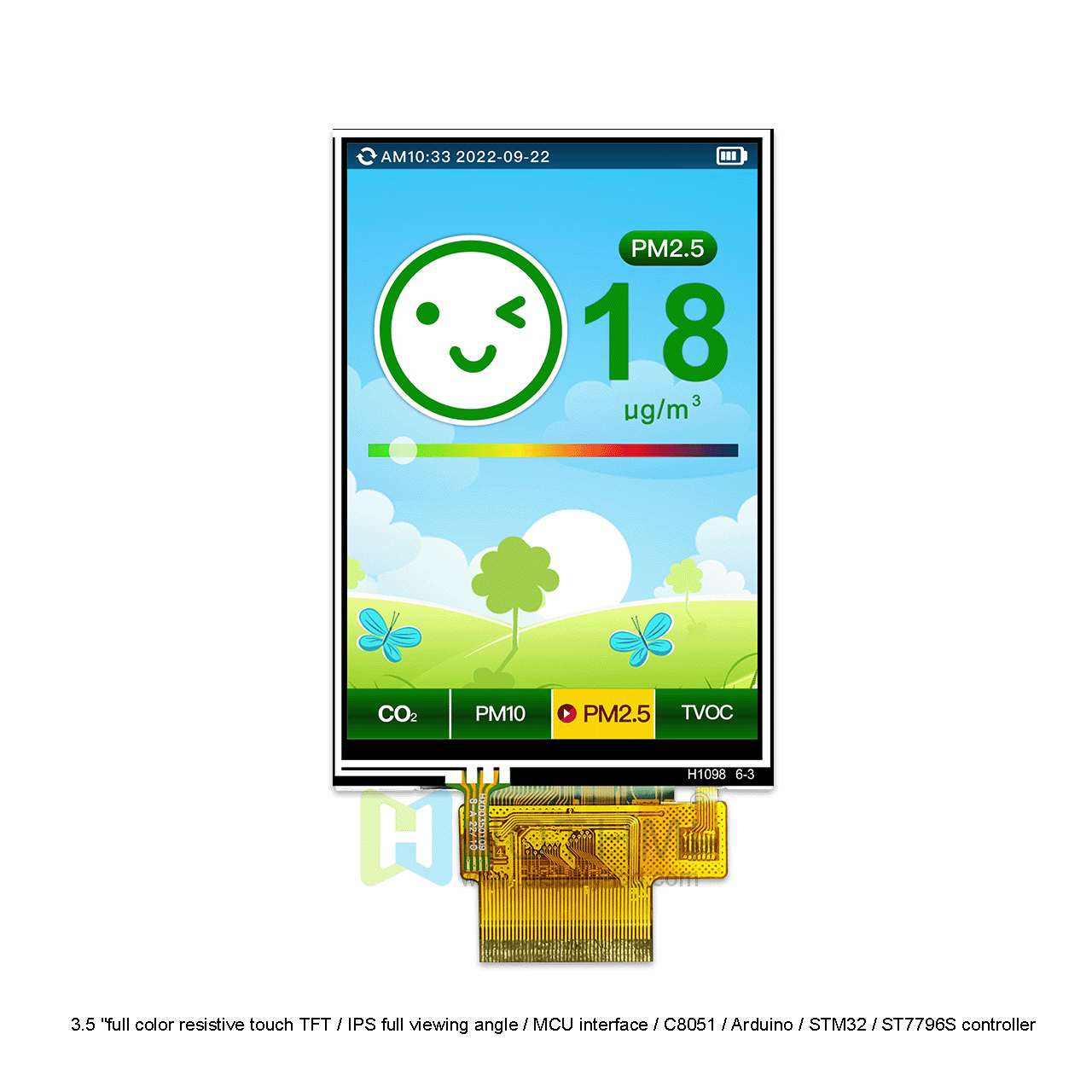 3.5-inch 320x480 dot matrix TFT LCD display / 3.5 "full color resistive touch TFT / IPS full viewing angle / MCU interface / C8051 / Arduino / STM32 / ST7796S controller