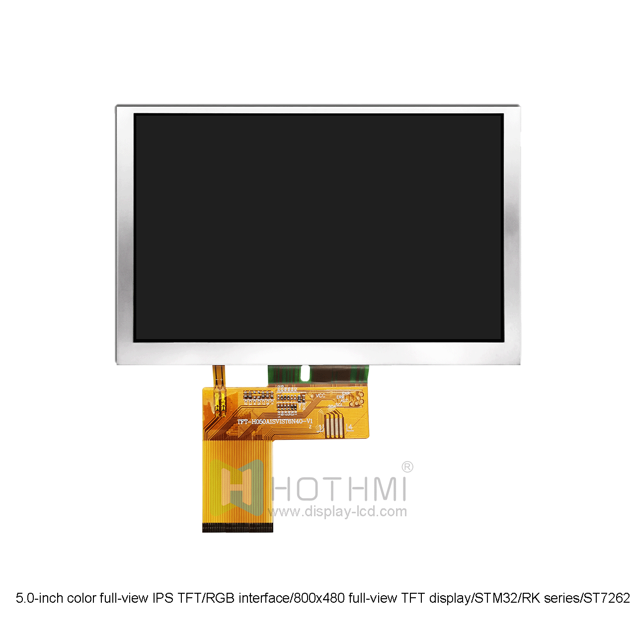 5.0-inch color full-view IPS TFT/RGB interface/800x480 full-view TFT display/STM32/RK series/ST7262