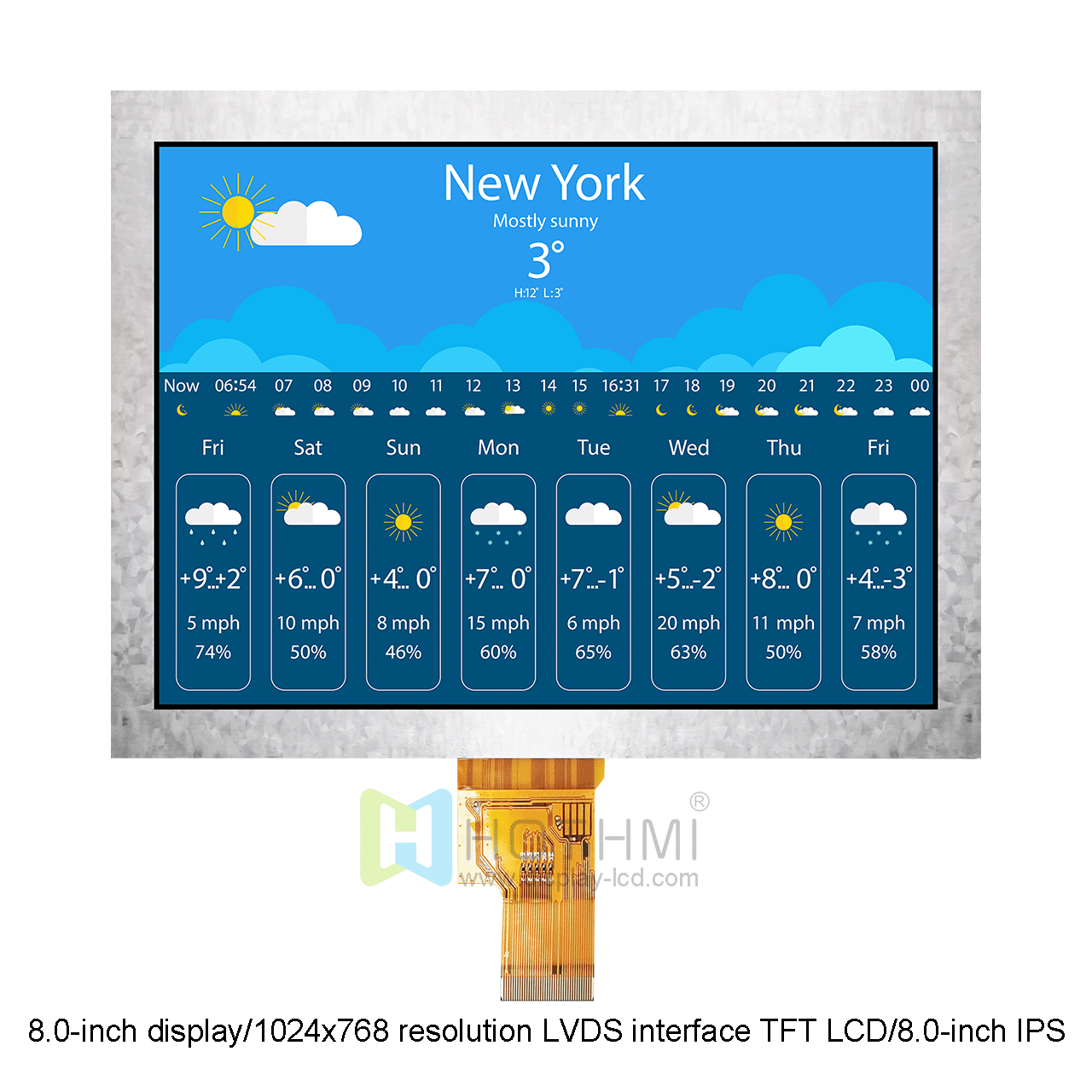 8.0-inch display/1024x768 resolution LVDS interface TFT LCD/8.0-inch IPS full-viewing angle wide temperature TFT/Linux/RK motherboard