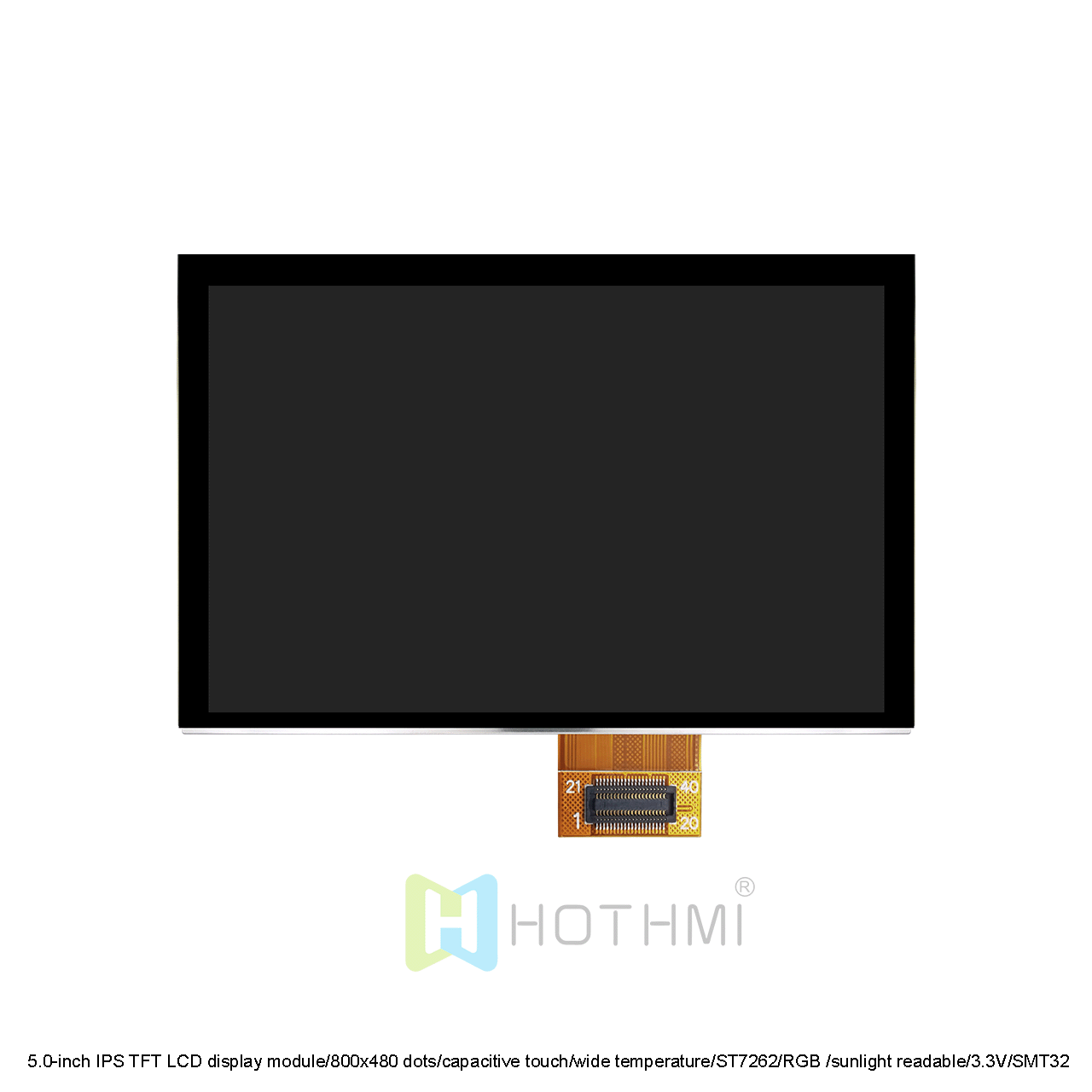 5.0-inch 800x480 color capacitive touch TFT screen/IPS TFT LCD screen/RGB interface/ST7262 controller/high brightness capacitive touch TFT LCD/sunlight viewable/plug-in FPC/STM32/RK