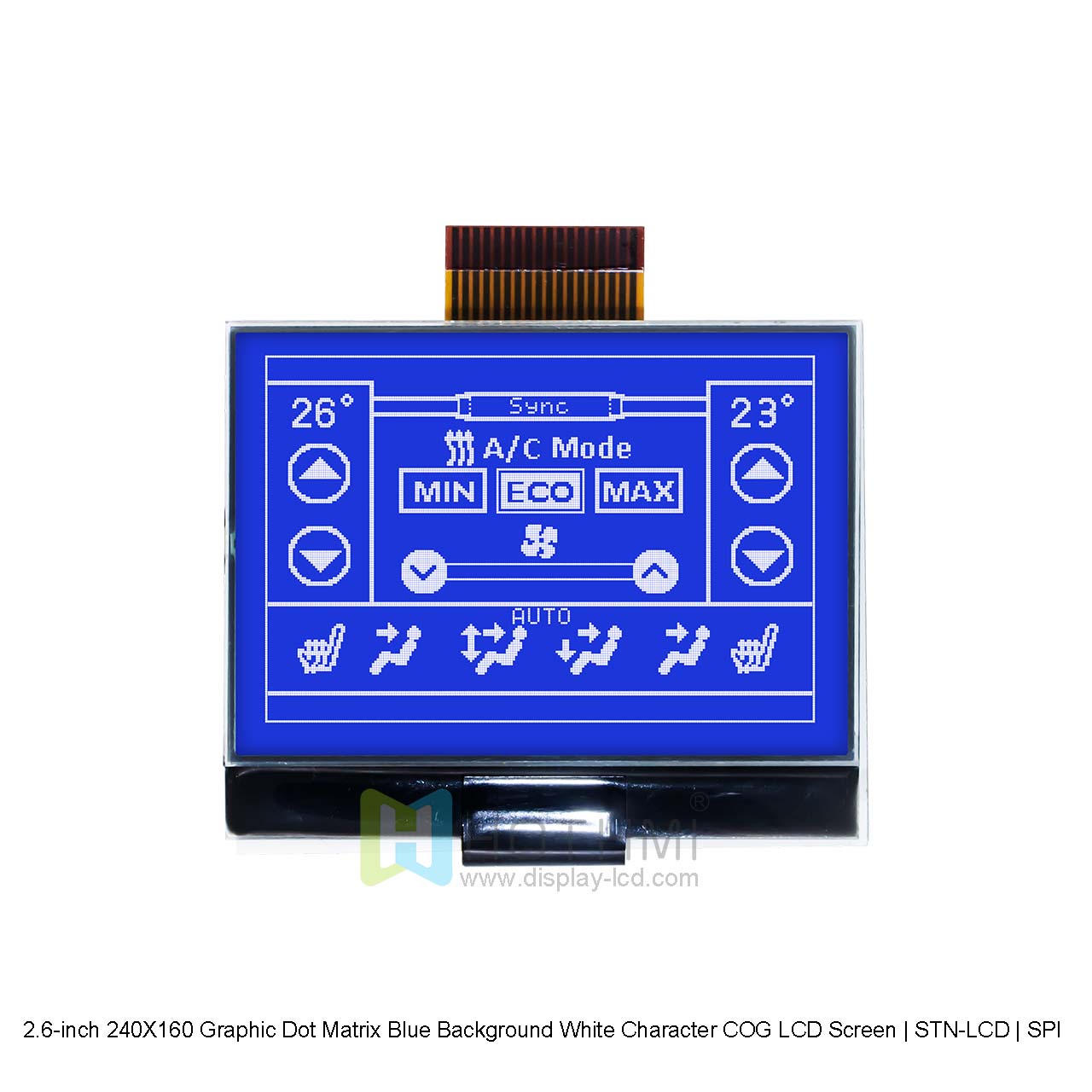 2.6-inch 240X160 Graphic Dot Matrix Blue Background White Character COG LCD Screen | STN-LCD | SPI Interface | Arduino