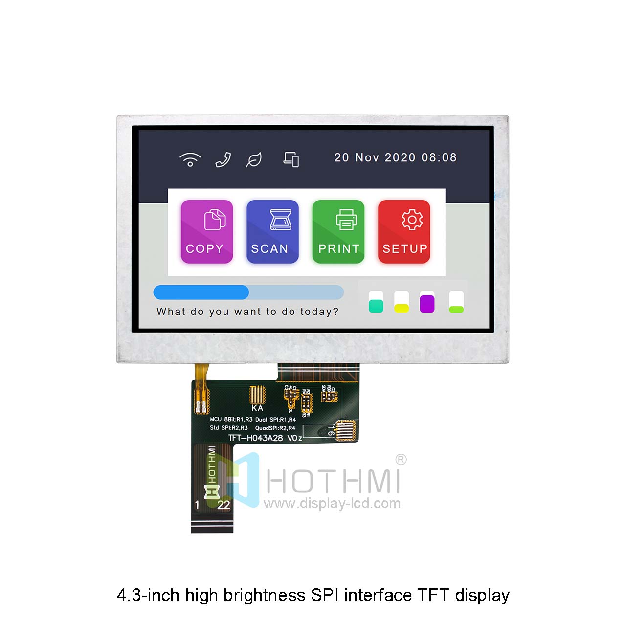 4.3-inch 480x272 high brightness QSPI interface TFT display