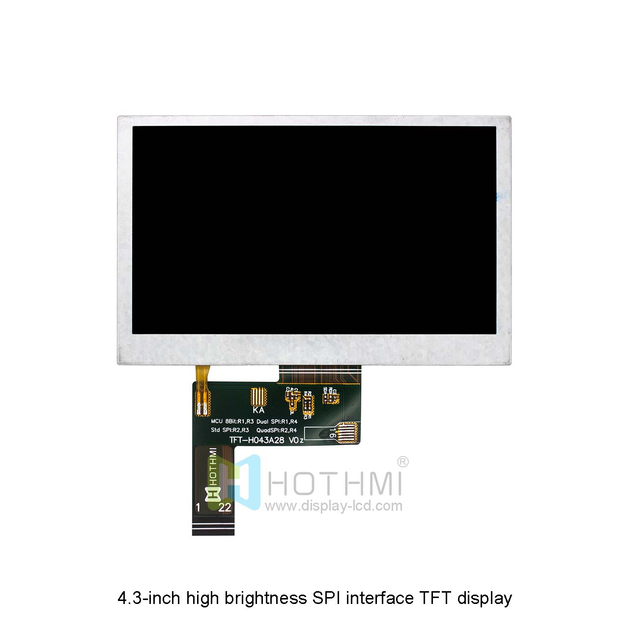 4.3-inch 480x272 high brightness QSPI interface TFT display