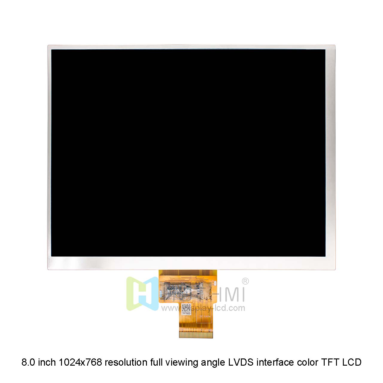 8.0 inch 1024x768 resolution full viewing angle LVDS interface color TFT LCD