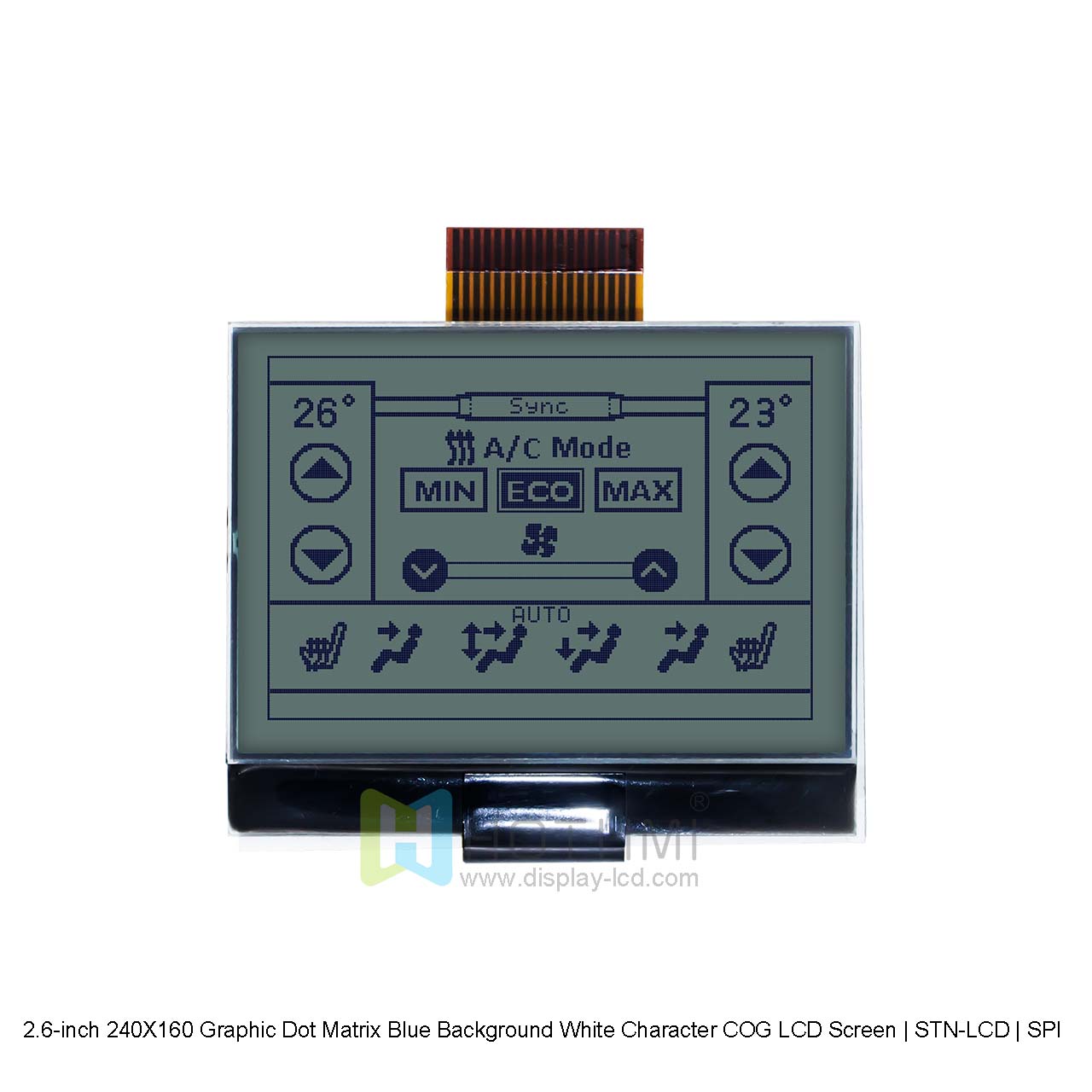 2.6" 240X160 Graphic COG | LCD | Yellow-Green Backlight | STN+Gray | MCU | UC1698 | Arduino